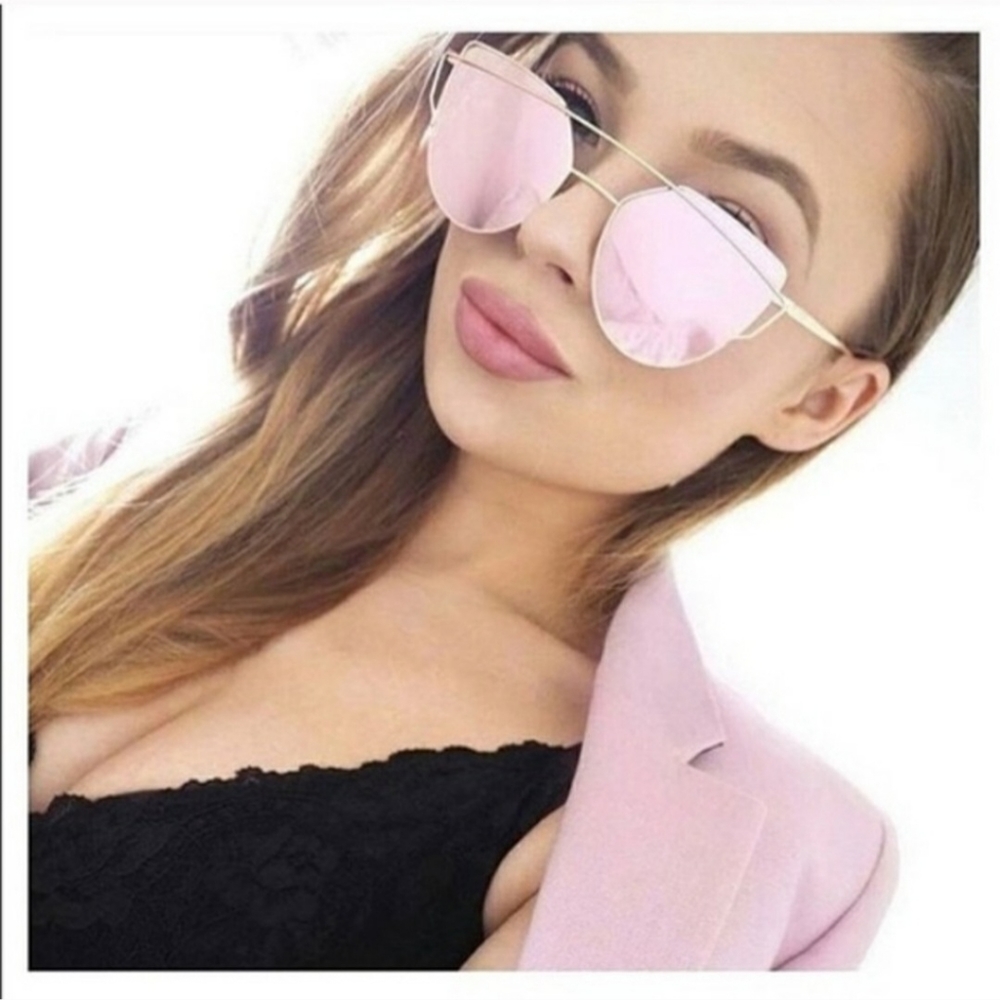 PINK MIRRORED Glasses Trendy - Picture 10 of 14
